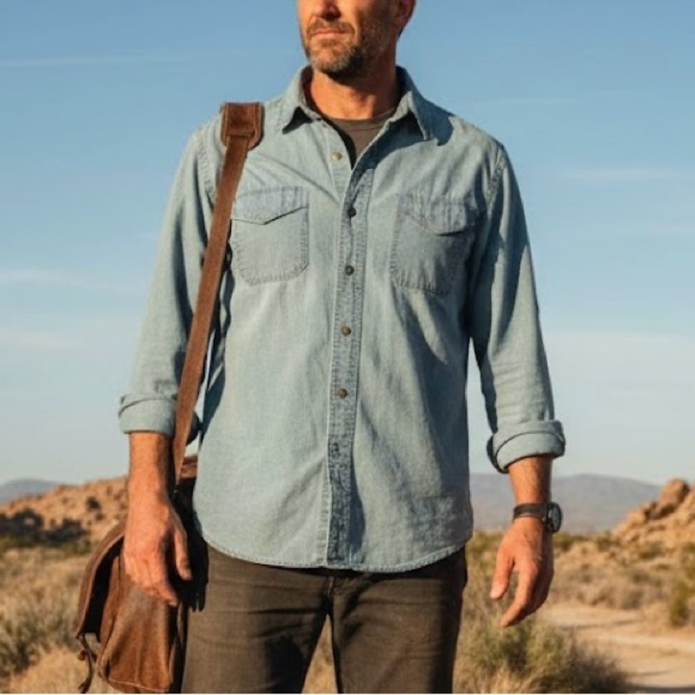 WindRiver Cotton Men’s Long Sleeve Button Down Shirt Classic Heritage Rugged